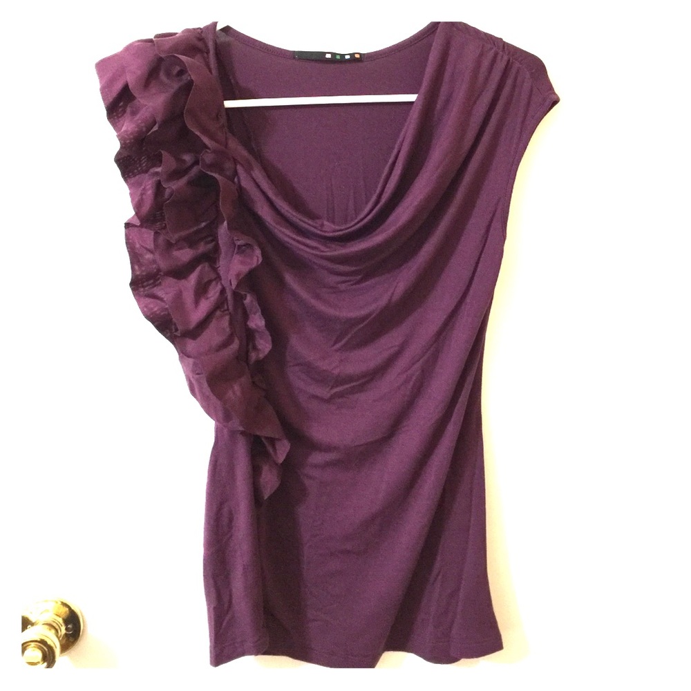 Ruffled Plum Sleeveless Blouse